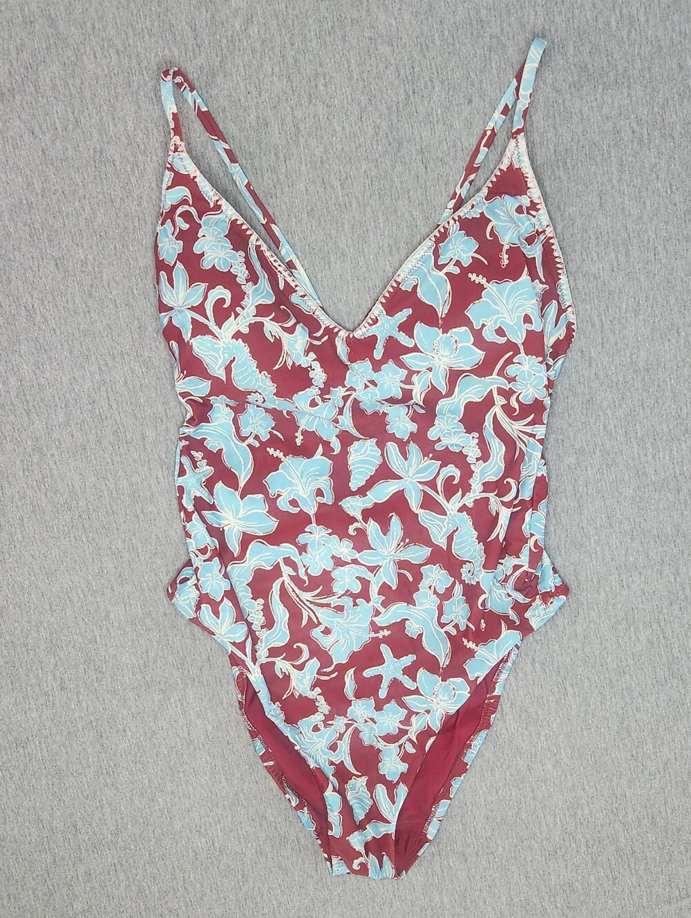 Shade & Shore Women’s Plunge Floral One‑Piece – Multi (Size M)